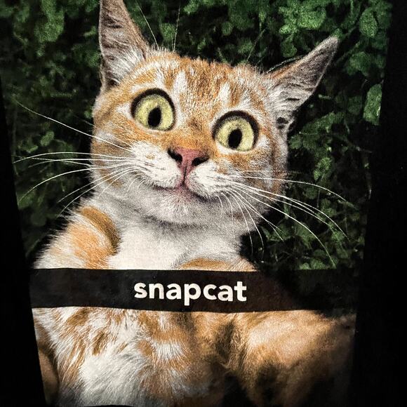 Snapcat T-shirt Men's Medium Fruit of the loom black with cat sleeveless - Picture 3 of 6